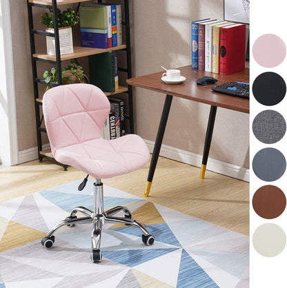 HomJoy Modern Design Office Chair, Swivel Computer Chair with PU Leather, Chrome Base, and Gas Lift, Height Adjustable Computer Desk Chair (Pink, PU)