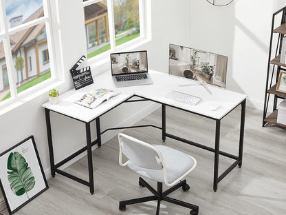 Aingoo Corner Desk L Shaped Desk Sturdy Home Office PC Laptop Workstation Gaming Computer Desk Study Writing Table 128 * 108 * 75CM Easy to Assemble, White