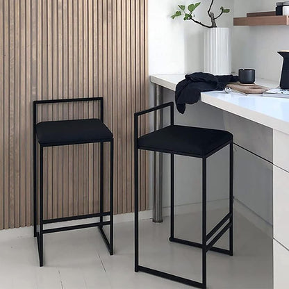 KAMPCO Bar Stool with Backrest, Velvet Bar Chair for Dining Room, Black