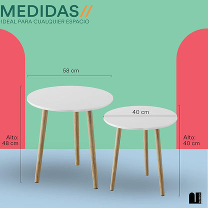 MUBSON Set of 2 Calisto Minimalist Coffee Tables | 48 x 48 cm | Coffee Table for Living Room Decoration | Bedside Table | Buro for Bedroom | MDF Wood Side Tables | Nesting Table