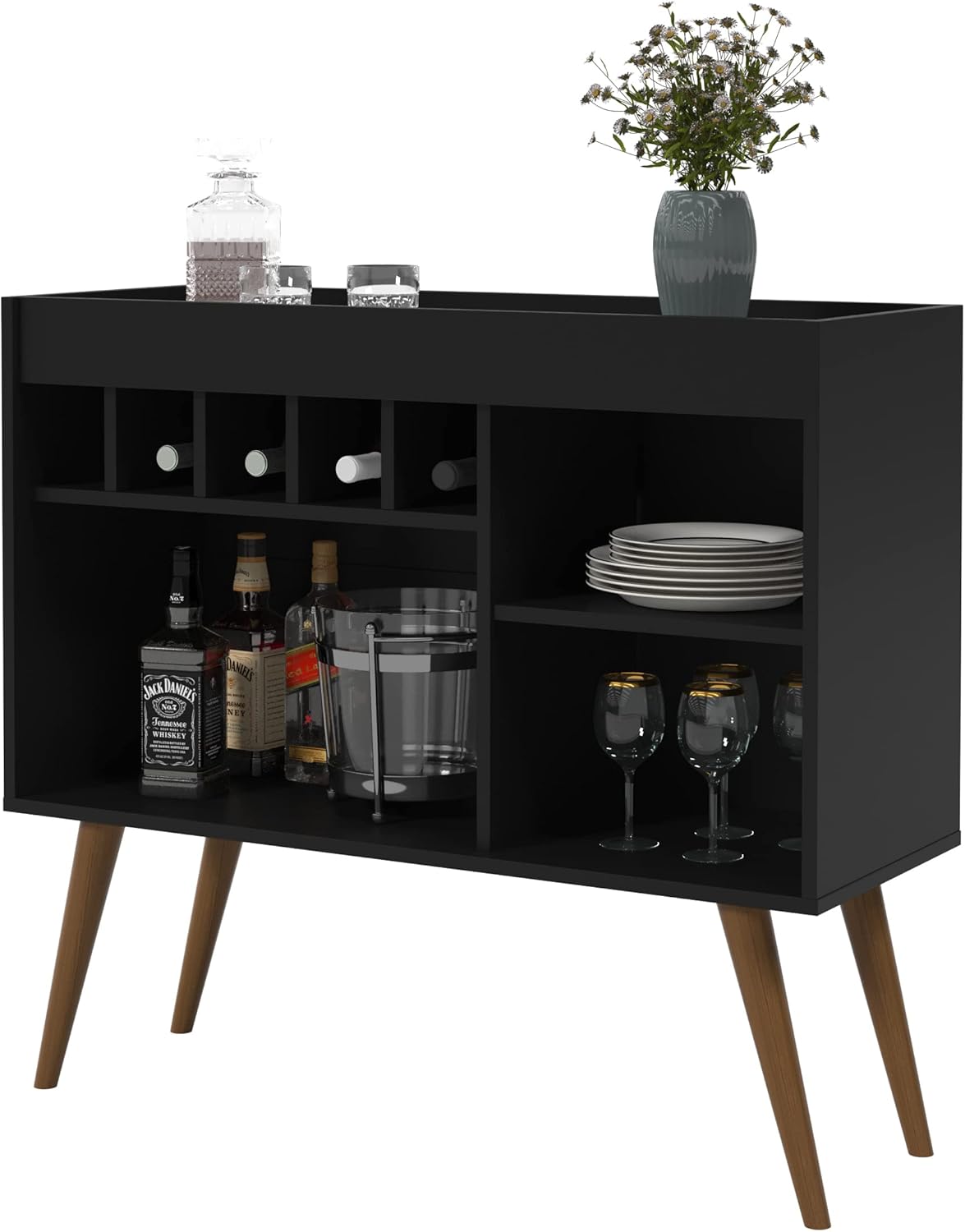 Quality Móveis Sideboard Buffet New Odin Wine Bar Black - Furniture