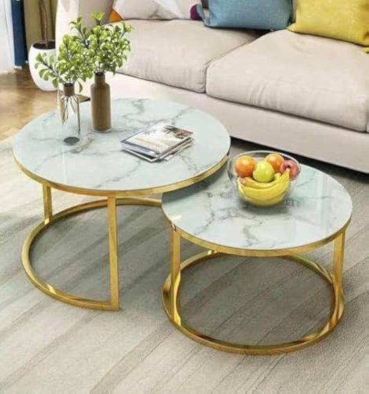 DEFAAZ Round Sofa Table Golden Stainless Steel Frame Coffee Table Living Room Marble Corner Table Bedroom Bedside Table,47x55.5CM (Color : Black)