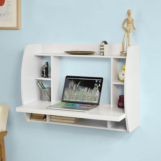 Woodx White Home Office Table Desk Workstation Computer Desk with Storage Shelves, Trestle Desk