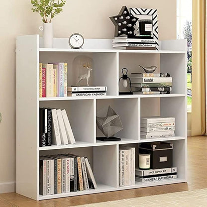 Wood Library Bookshelf Bookcase Organizer - White (80 * 90 * 80)