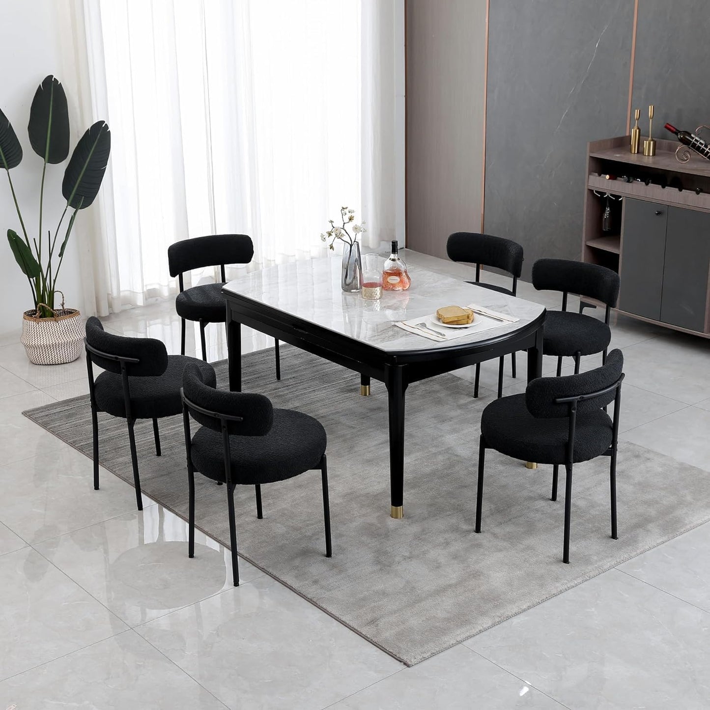 Generic Dining Share and Share for Kitchen Dining Room, Aflastred with all dining share and black legs, Curved with a modern dining chair, Side Share