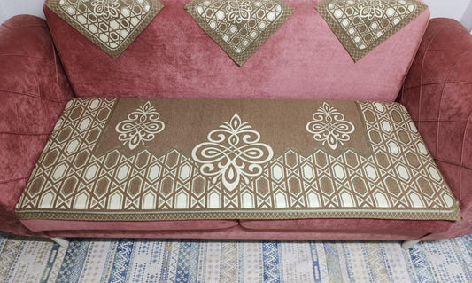 Khoyot Corner Couch Linens Cover Set for Sofa, Couch, & Chair with Rose Pattern, 12 Pieces – Café