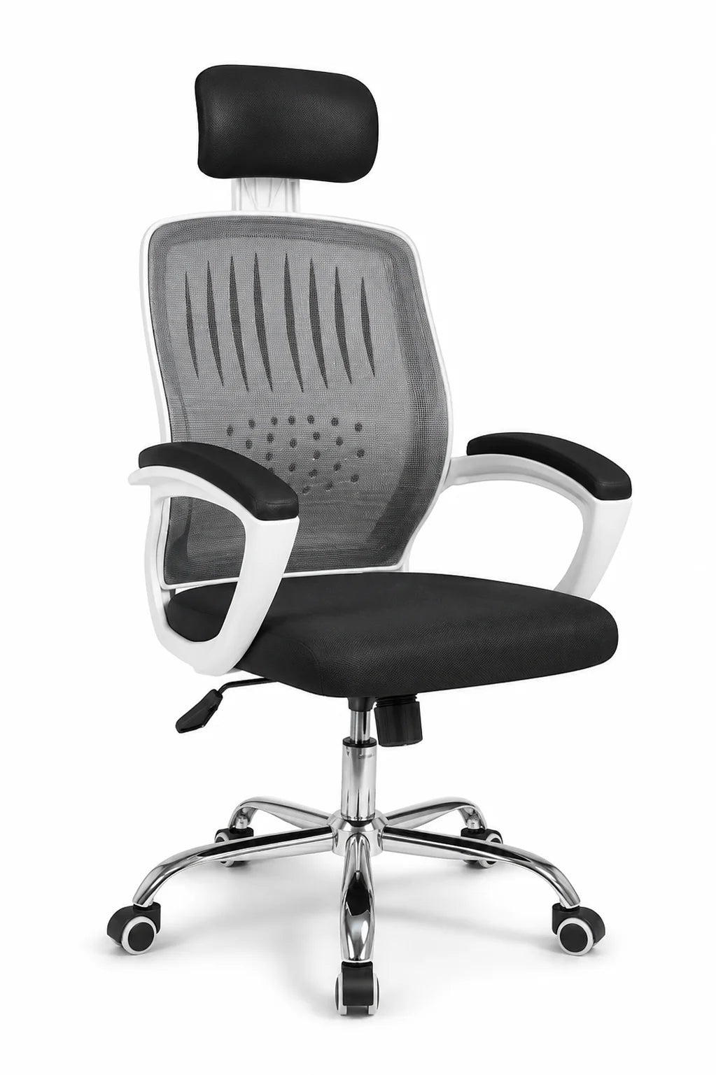 Eco Bob Mesh Office Chair, White Frame, Mobile with Headrest