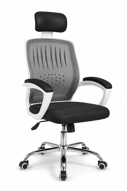 Eco Bob Mesh Office Chair, White Frame, Mobile with Headrest