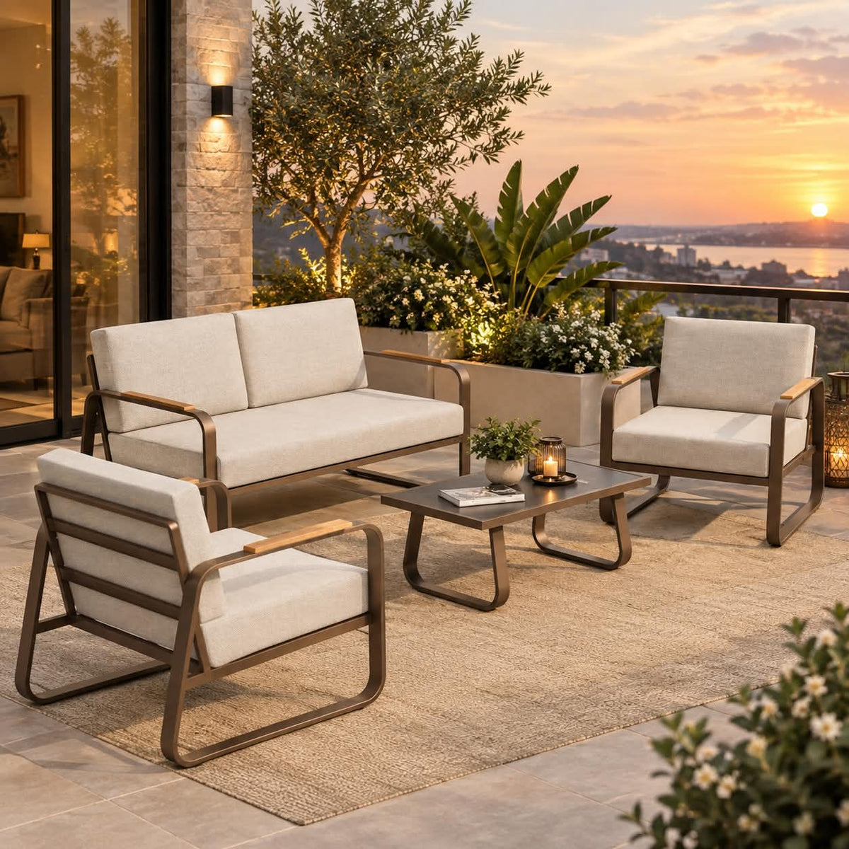 Modern Outdoor Patio Sofa & Chair Set