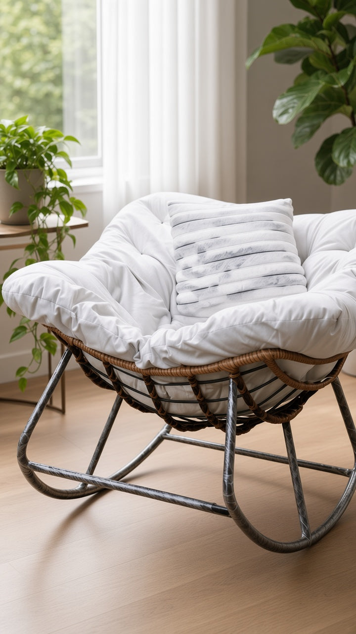 Modern Woven Lounge Chair with Plush Cushion