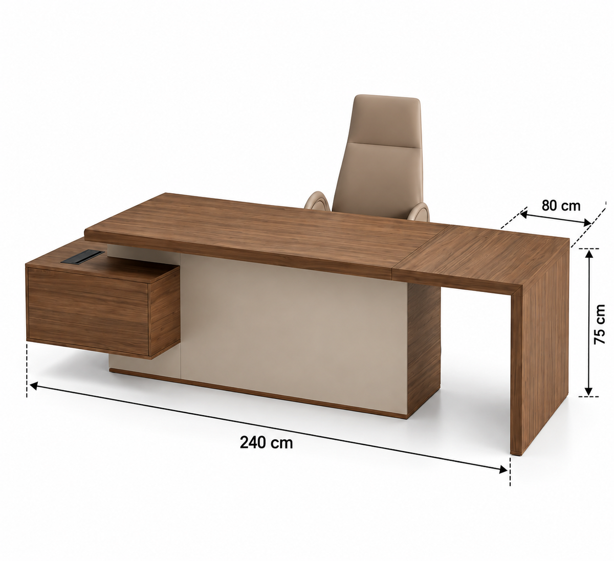 Modern Executive Office Desk with Storage