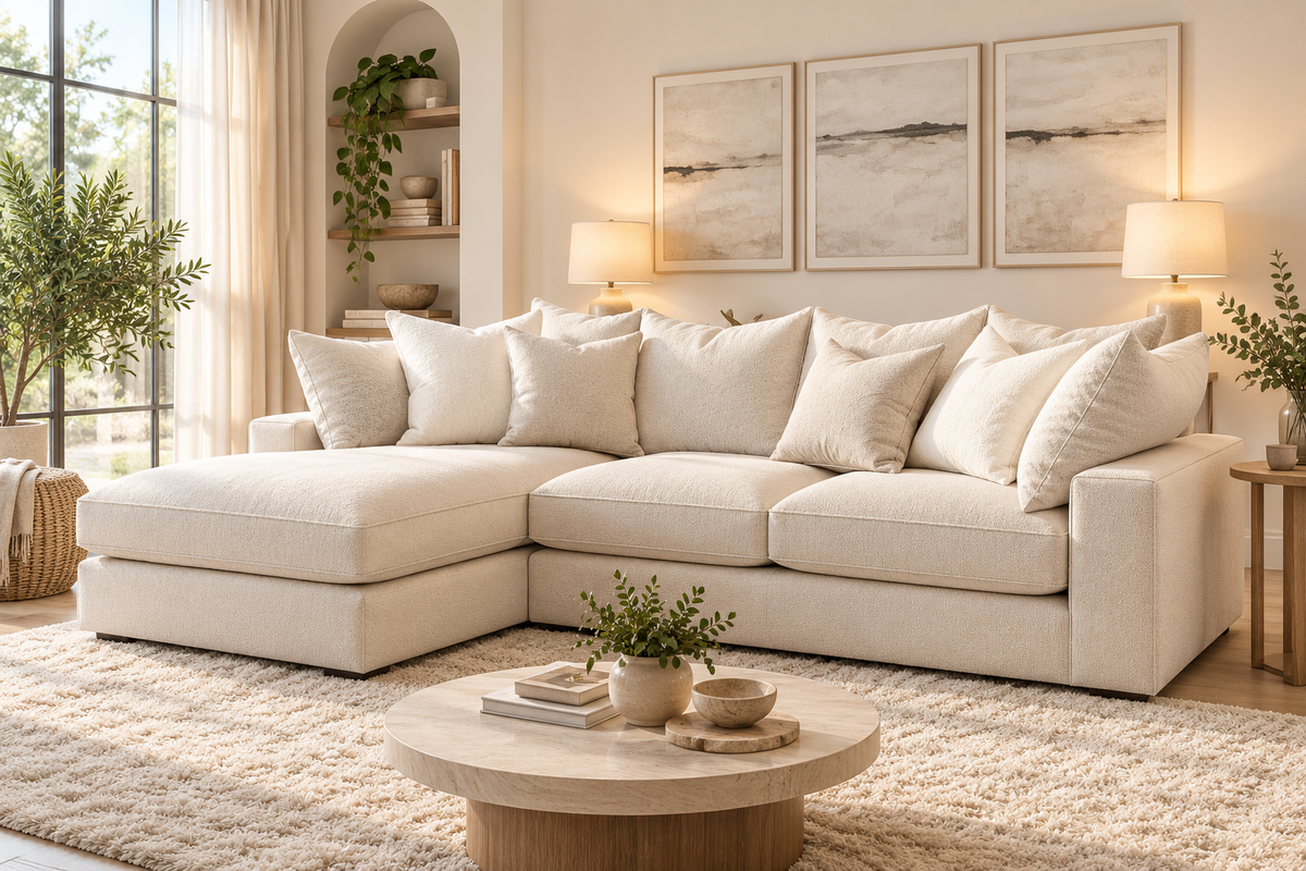 Modern L-Shaped Sectional Sofa with Ottoman