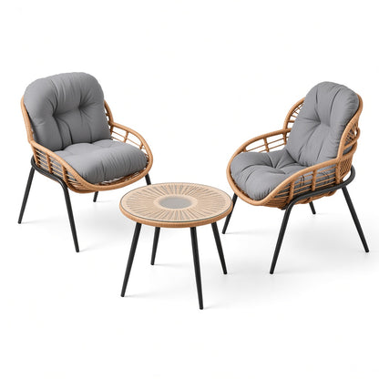 Modern Woven Outdoor Lounge Set with Round Coffee Table