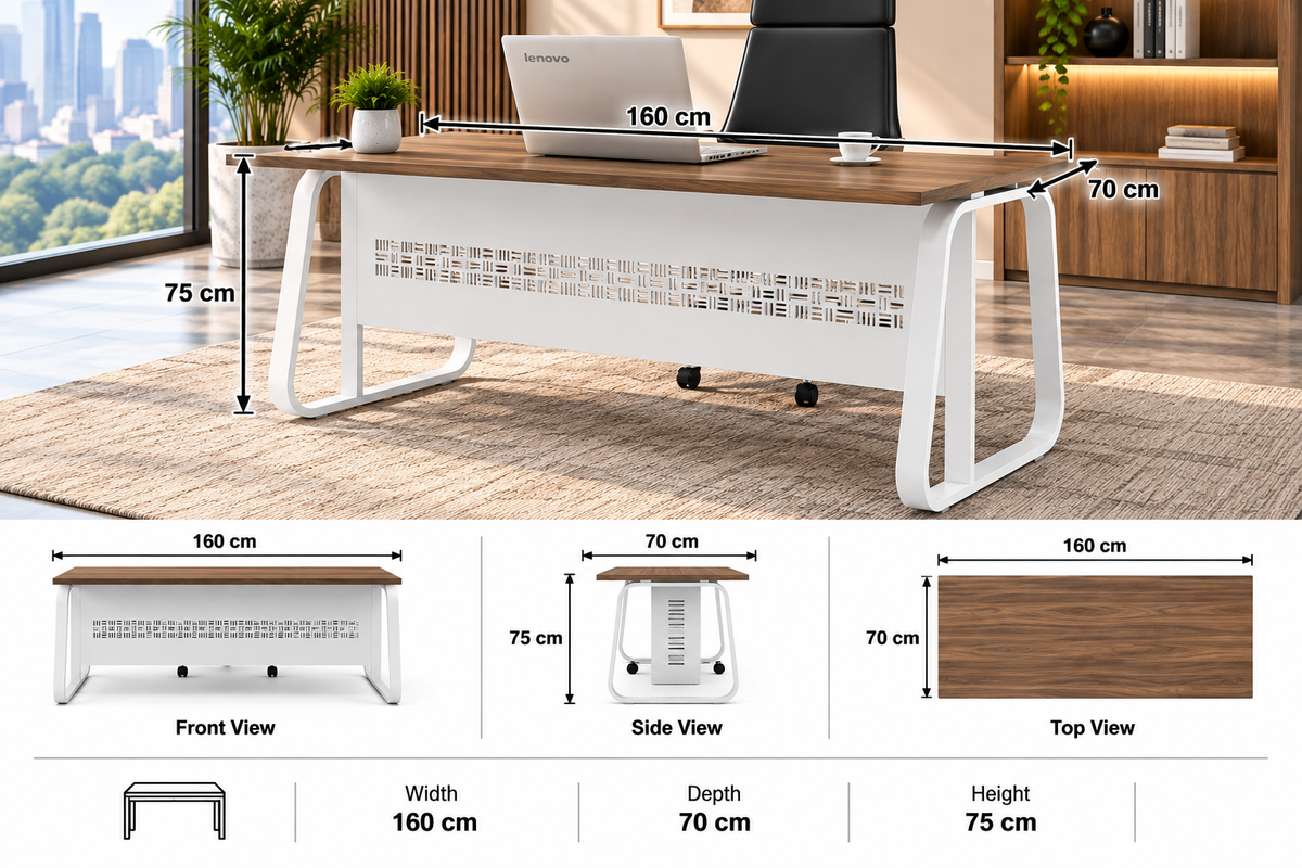 Contemporary Executive Workstation with Wooden Top