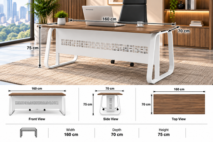 Contemporary Executive Workstation with Wooden Top
