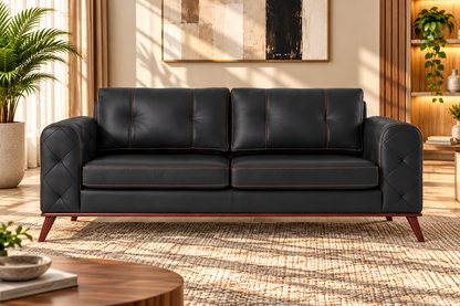 Modern Upholstered 3-Seater Sofa with Quilted Armrests
