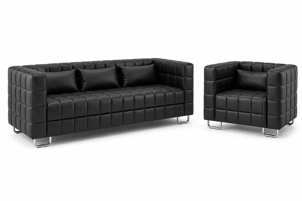 Modern Tufted 3-Seater Sofa and Armchair Set