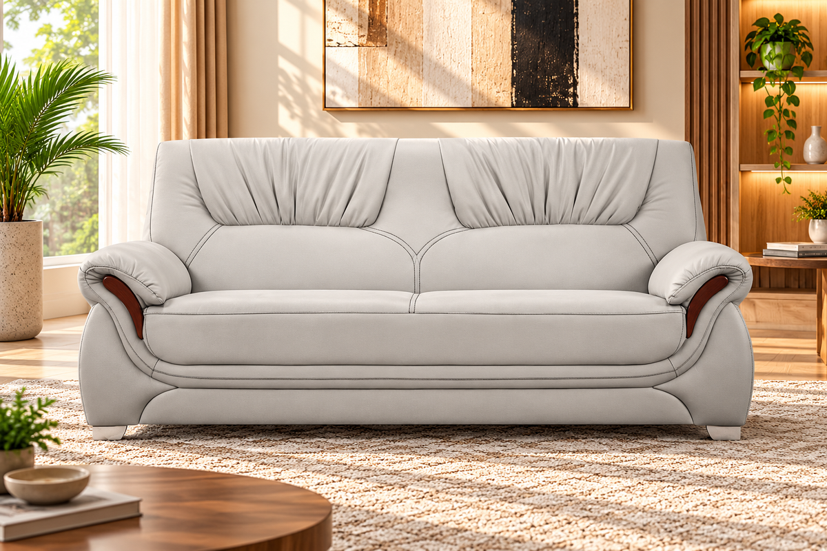 Modern Upholstered 3-Seater Sofa with Elegant Curved Details