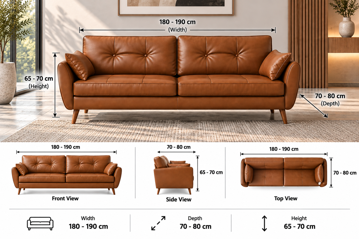 Modern 2-Seater Sofa with Button-Tufted Cushions & Side Pillows