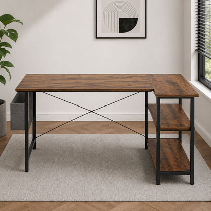 Modern L-Shaped Computer Desk with Storage