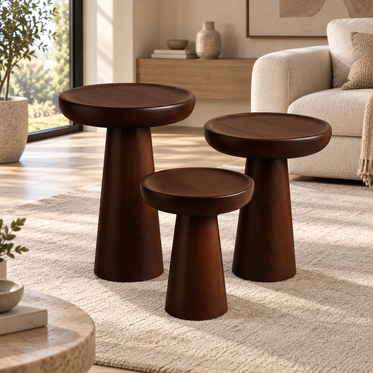 Modern Set of 3 Round Side Tables