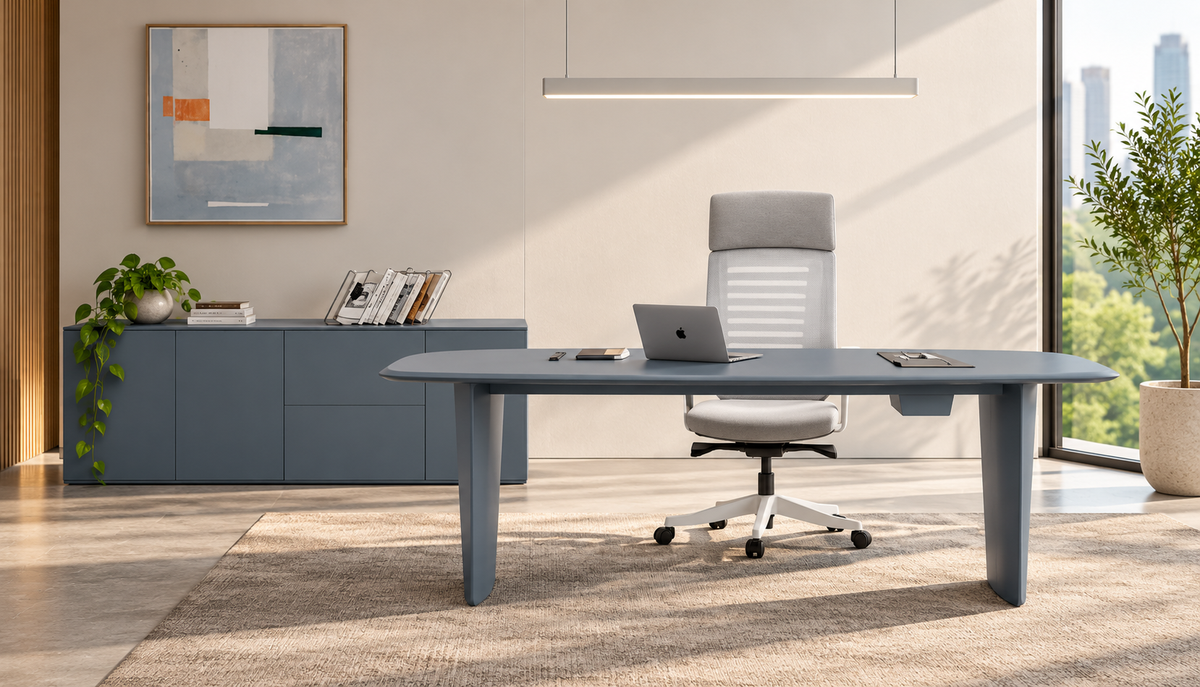 Modern Executive Office Desk with Side Storage