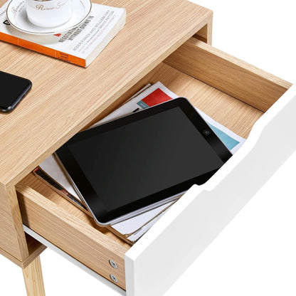Yaheetech Bedside Table, Set of 2, Side Table, Bedside Table with Drawer, Wooden Legs, Sofa Table, Bedside Cabinet, Box Spring Bed, Bedside Table for Bedroom/Living Room, Light Brown