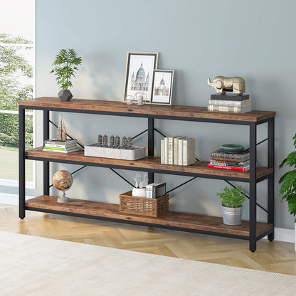 Tribesigns 71" Sofa Tables,Extra Long Couch Table, Narrow Long Console Table, Entryway Table,Sofa Table with 3 Tiers Storage Shelves