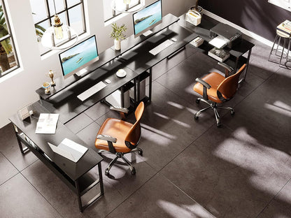ODK 61" Reversible L Shaped Computer Desk, Modern Black Corner Desk with Storage Shelves & Monitor Stand, Home Office, Gaming, Writing Desk