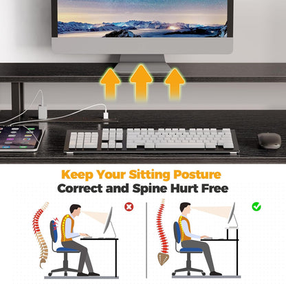 Rolanstar Computer Desk L Shaped 59'' with LED Lights and Power Outlets, Reversible L Shaped Gaming Desk with Monitor Stand, Home Office Desk with Storage, Desk with USB Port and Hook, Black