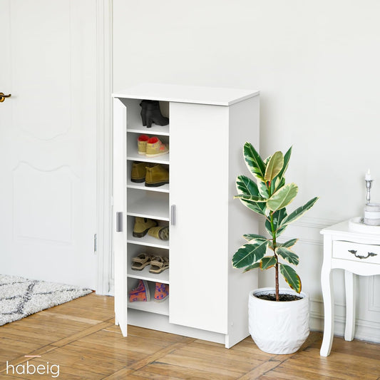 habeig Shoe Cabinet, Chest of Drawers, Cupboard, Wooden Cupboard, Shoe Rack, Hallway Cabinet, (White) Wardrobe, Bedroom