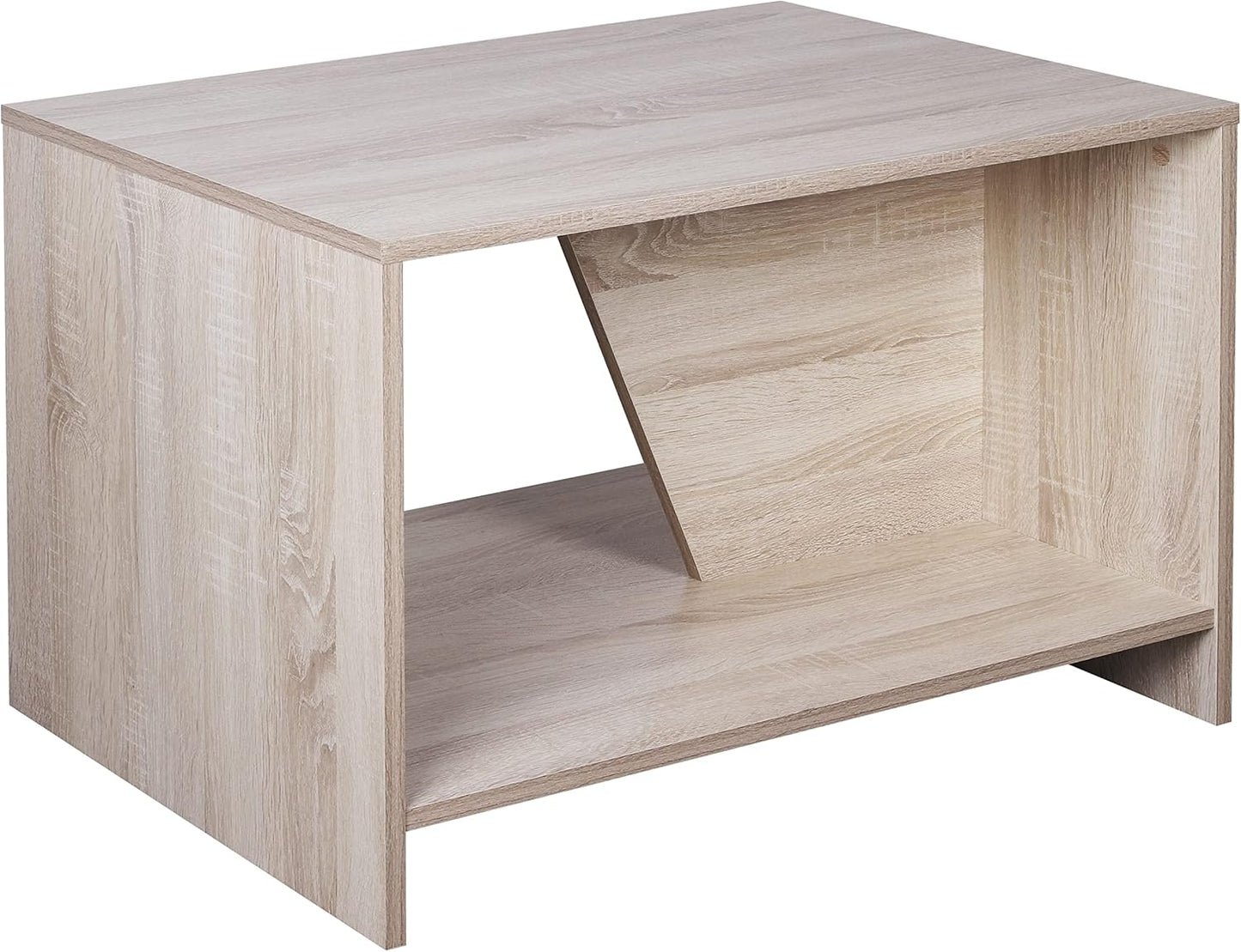 RICOO WM091-ES Coffee Table with Storage Space 75 x 50 x 50 cm Living Room Side Table Oak