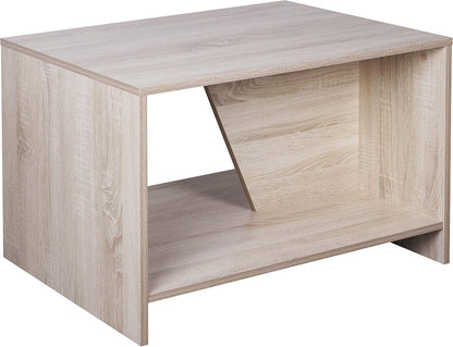 RICOO WM091-ES Coffee Table with Storage Space 75 x 50 x 50 cm Living Room Side Table Oak