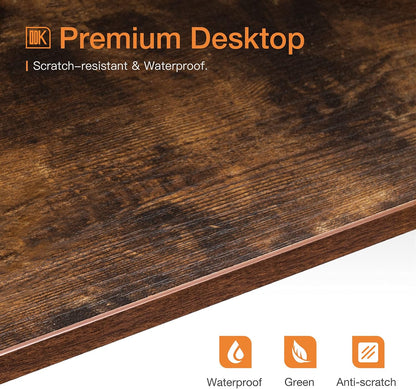 ODK Corner Desk Space Saving Small Desk with Sturdy Steel Frame, Computer Desk with Monitor Stand for Small Space, Easy Assembly Triangle Vanity Desk with Durable Wooden Desktop, Vintage