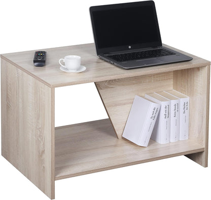 RICOO WM091-ES Coffee Table with Storage Space 75 x 50 x 50 cm Living Room Side Table Oak