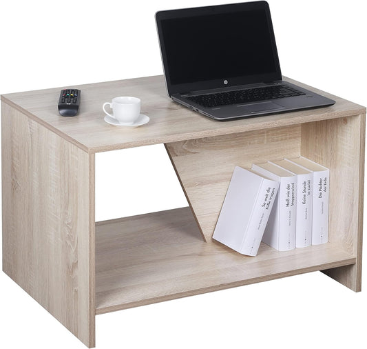 RICOO WM091-ES Coffee Table with Storage Space 75 x 50 x 50 cm Living Room Side Table Oak