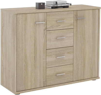 CARO-Möbel Jamie Sideboard Office Furniture with 2 Doors and 4 Drawers in Sonoma Oak
