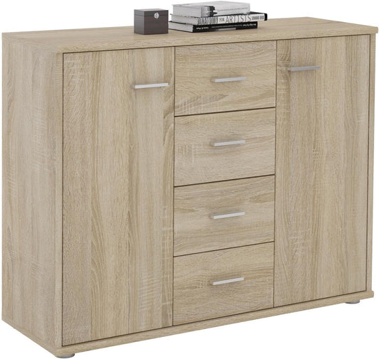 CARO-Möbel Jamie Sideboard Office Furniture with 2 Doors and 4 Drawers in Sonoma Oak