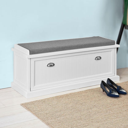 FurniFlex FSR41-W Container Bench with One Large Wardrobe and Cushion, 105 cm Length