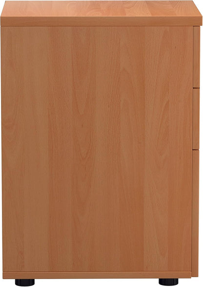 Office Hippo Heavy Duty Pedestal Filing Cabinet, File Cabinet, Office Cabinet with Anti-Tilt Mechanism, Lockable Filing Cabinet, Versatile Under Desk Office Storage - Beech, 3 Drawer
