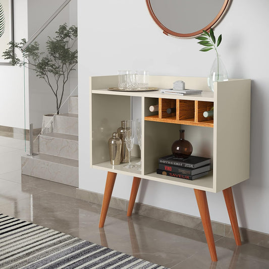 Quality Móveis Sideboard Buffet Corner Cafe Retro Model RUBI Feet Chamfered Toothpick Off White Nature