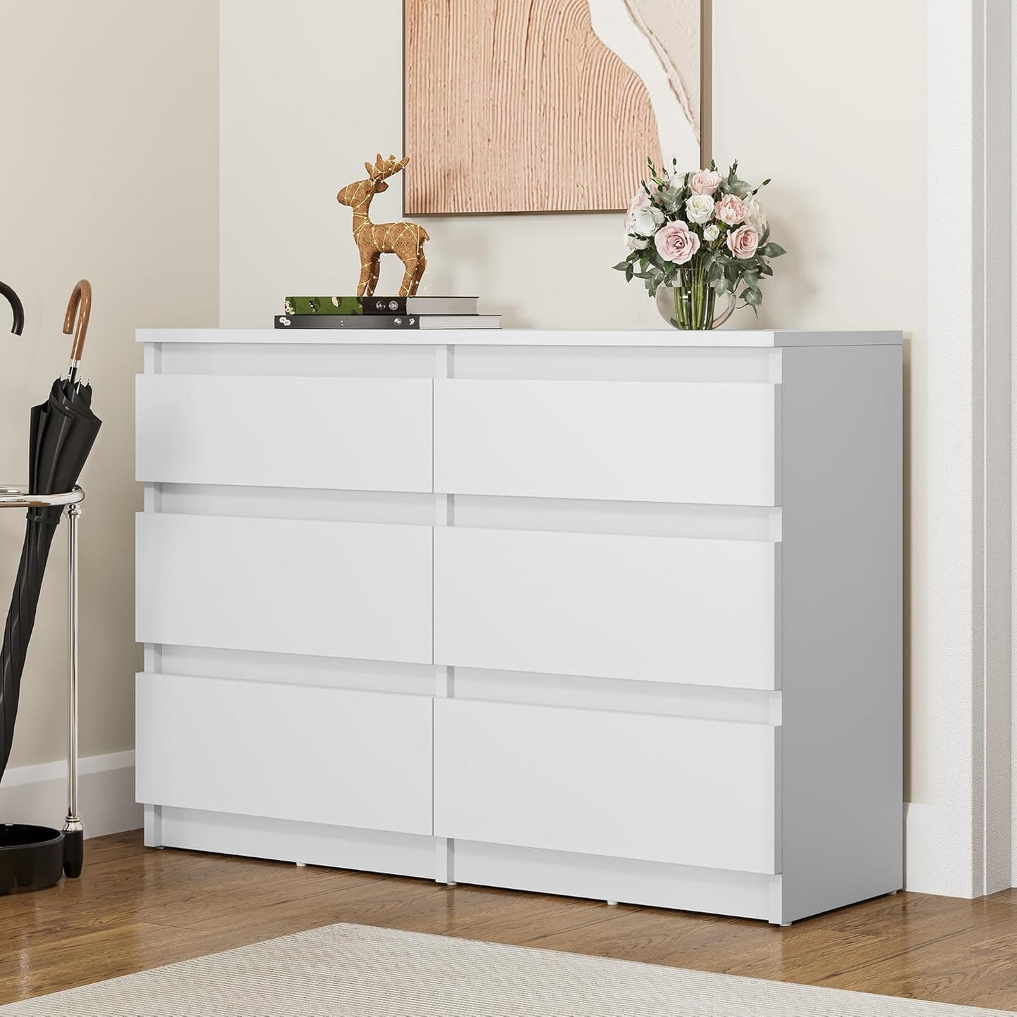 YITAHOME Chest of Drawers Wood, Chest of Drawers Bedroom, 6 Drawer with Runners, Bedroom Furniture, Bedroom Storage Unit, Modern Bedroom Bedside Storage Cabinet, 100 * 30 * 70cm (White)