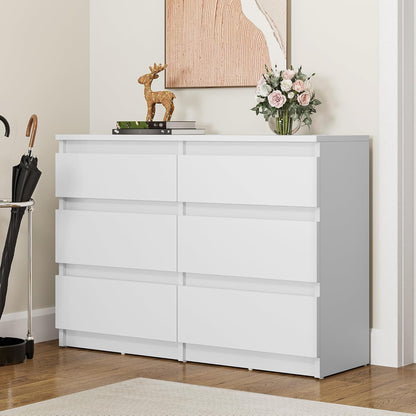 YITAHOME Chest of Drawers Wood, Chest of Drawers Bedroom, 6 Drawer with Runners, Bedroom Furniture, Bedroom Storage Unit, Modern Bedroom Bedside Storage Cabinet, 100 * 30 * 70cm (White)