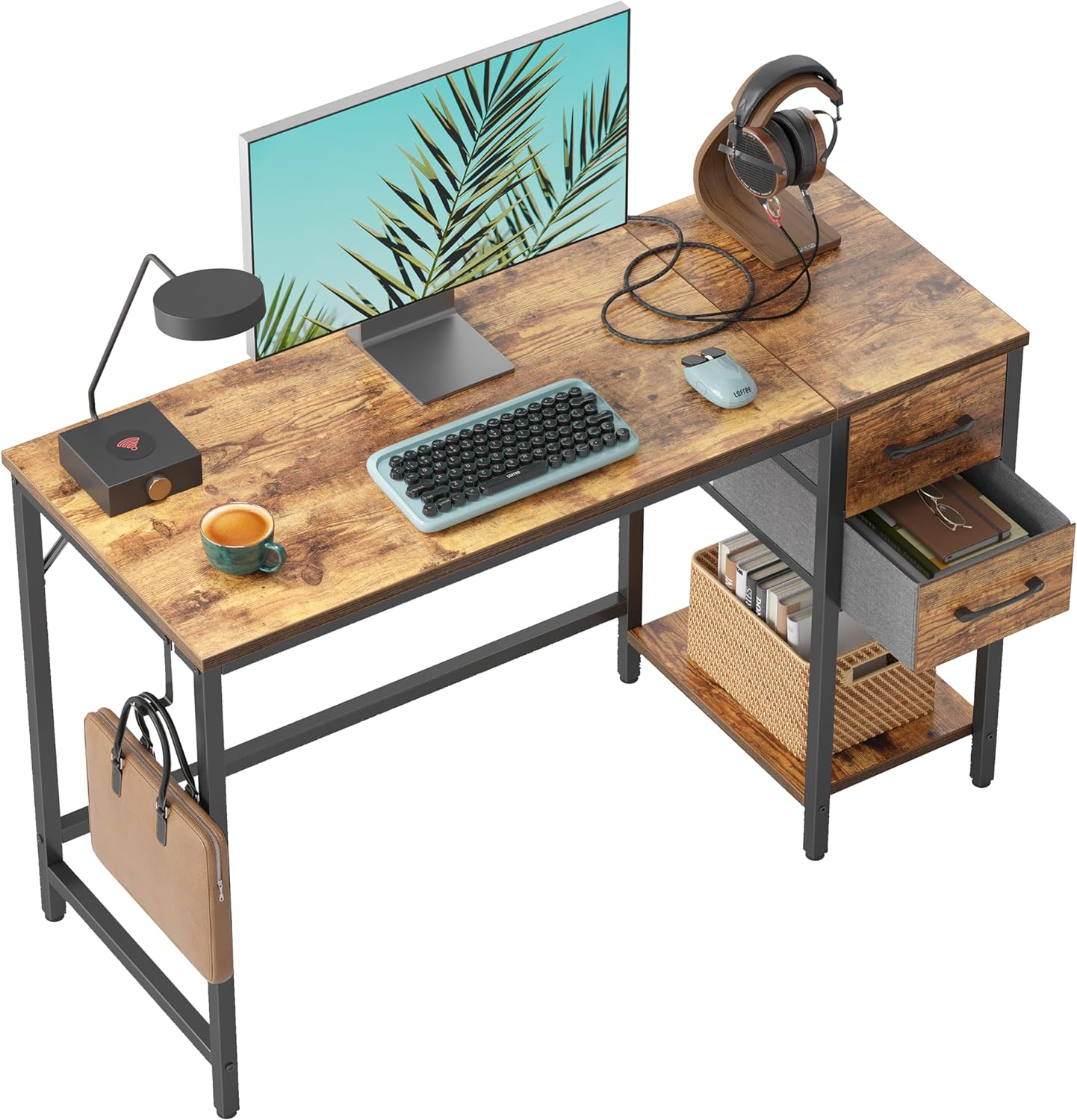 CubiCubi Computer Home Office Desk with 2 Drawers, 40 Inch Small Desk Study Writing Table, Modern Simple PC Desk