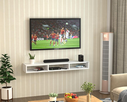 Anikaa James Engineered Wood Wall Mount TV Unit/TV Stand/Wall Set Top Box Stand/TV Cabinet/TV Entertainment Unit (White)(Upto 60 Inch)(D.I.Y)