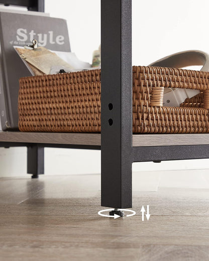VASAGLE LWD47MB Computer Desk with 2 Shelves on Right or Left Side Office Living Room Steel Frame Industrial Design Black