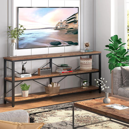 Tribesigns 71" Sofa Tables,Extra Long Couch Table, Narrow Long Console Table, Entryway Table,Sofa Table with 3 Tiers Storage Shelves