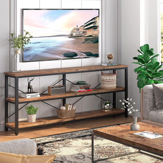 Tribesigns 71" Sofa Tables,Extra Long Couch Table, Narrow Long Console Table, Entryway Table,Sofa Table with 3 Tiers Storage Shelves