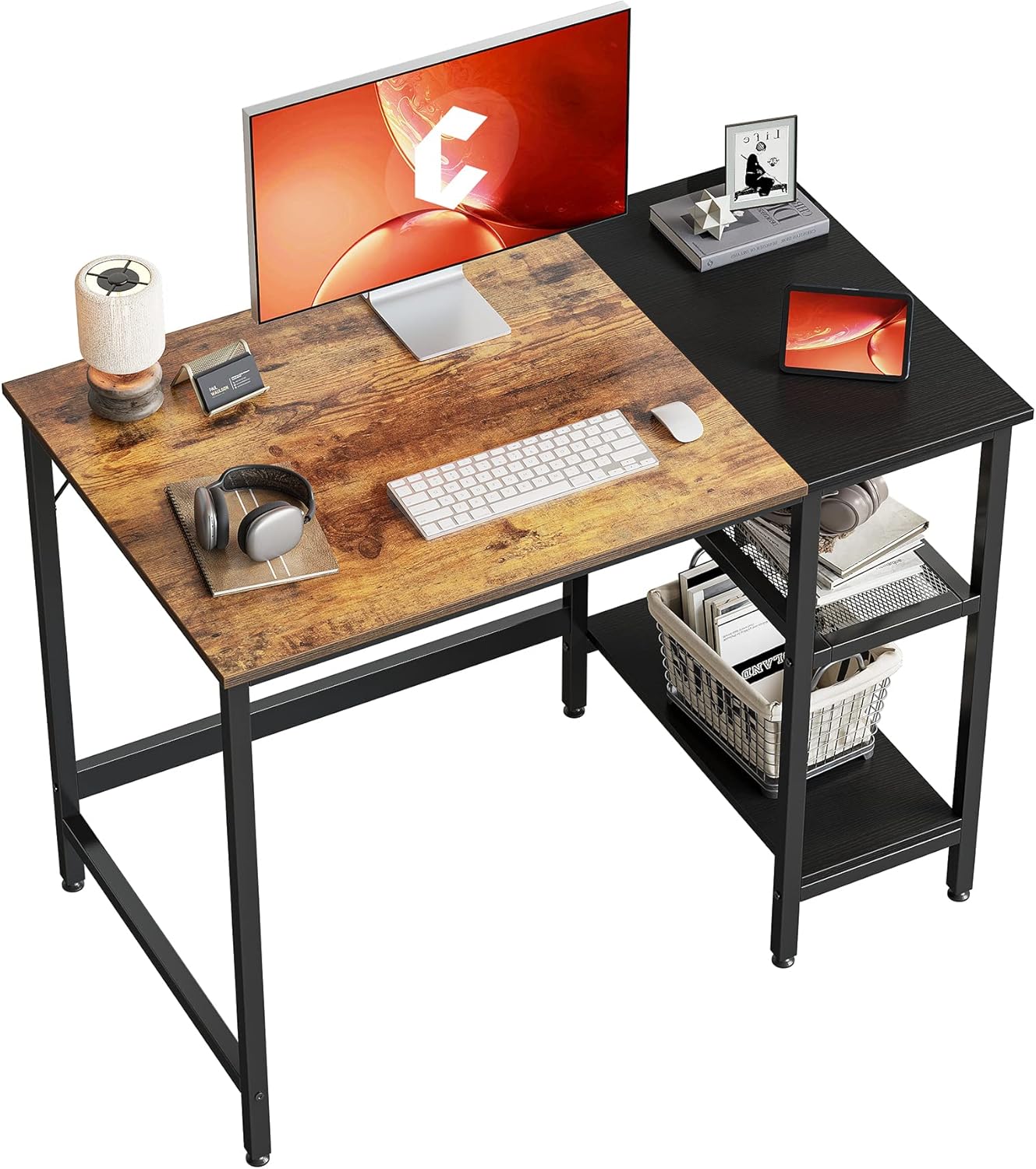 CubiCubi Computer Home Office Desk with 2 Drawers, 40 Inch Small Desk Study Writing Table, Modern Simple PC Desk