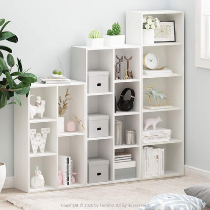Furinno Luder 5-Tier Reversible Color Open Shelf Bookcase, White